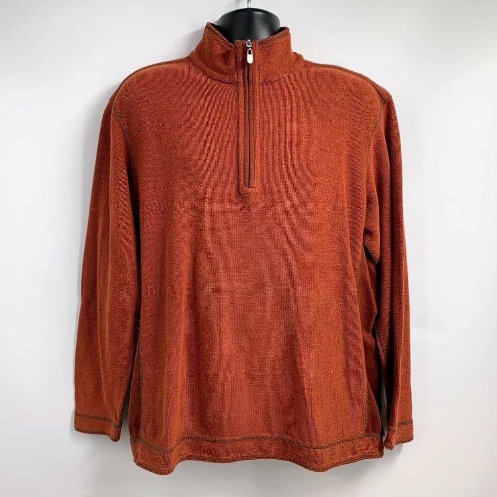Tommy Bahama Men's Reversible Half Zip Cotton Long Sleeve Sweatshirt Size L